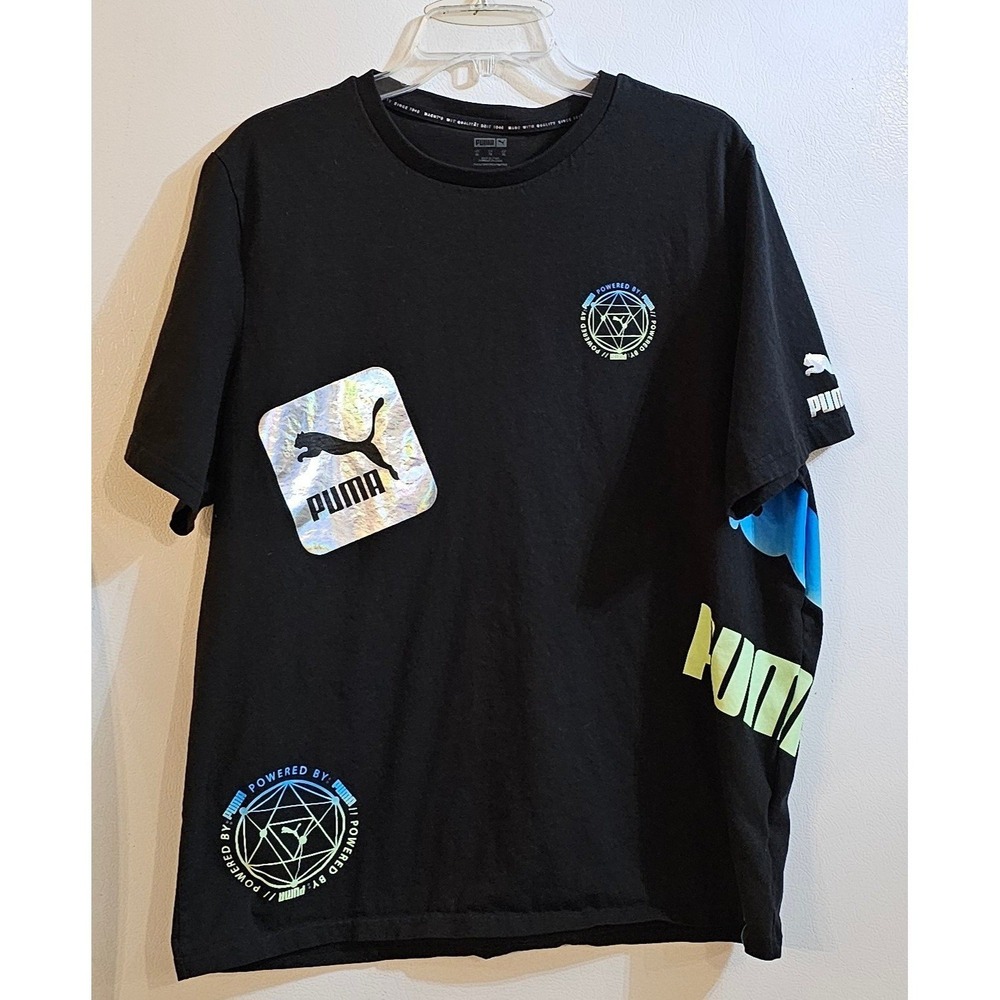 Puma Mens‎ Graphic T Shirt XL Black Crew Neck Short Sleeve Pullover Activewear